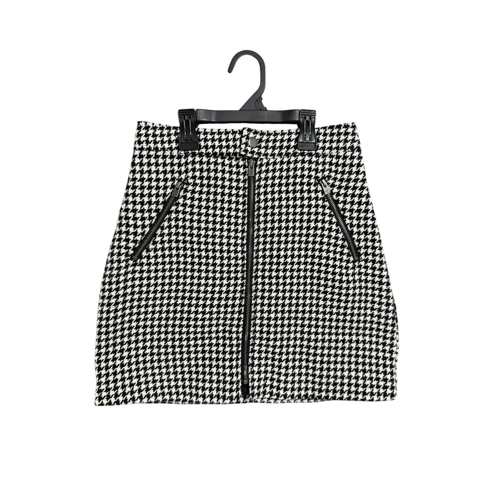 Hollister Ultra High‎ Rise Pencil Skirt Women's Size XS Black|White Houndstooth